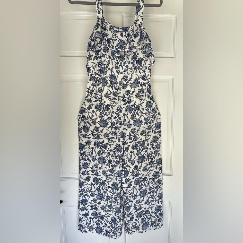 LOFT Trellis Garden Floral Sleeveless Wide Leg Jumpsuit size 0